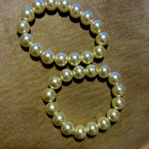 Pearl beaded bracelets, cream, white, very vintage